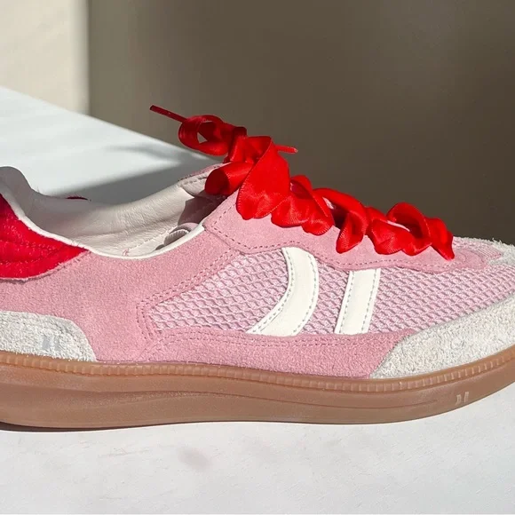 Coolway Pink and Red Retro Sneakers with Gum Sole - Picture 3 of 5